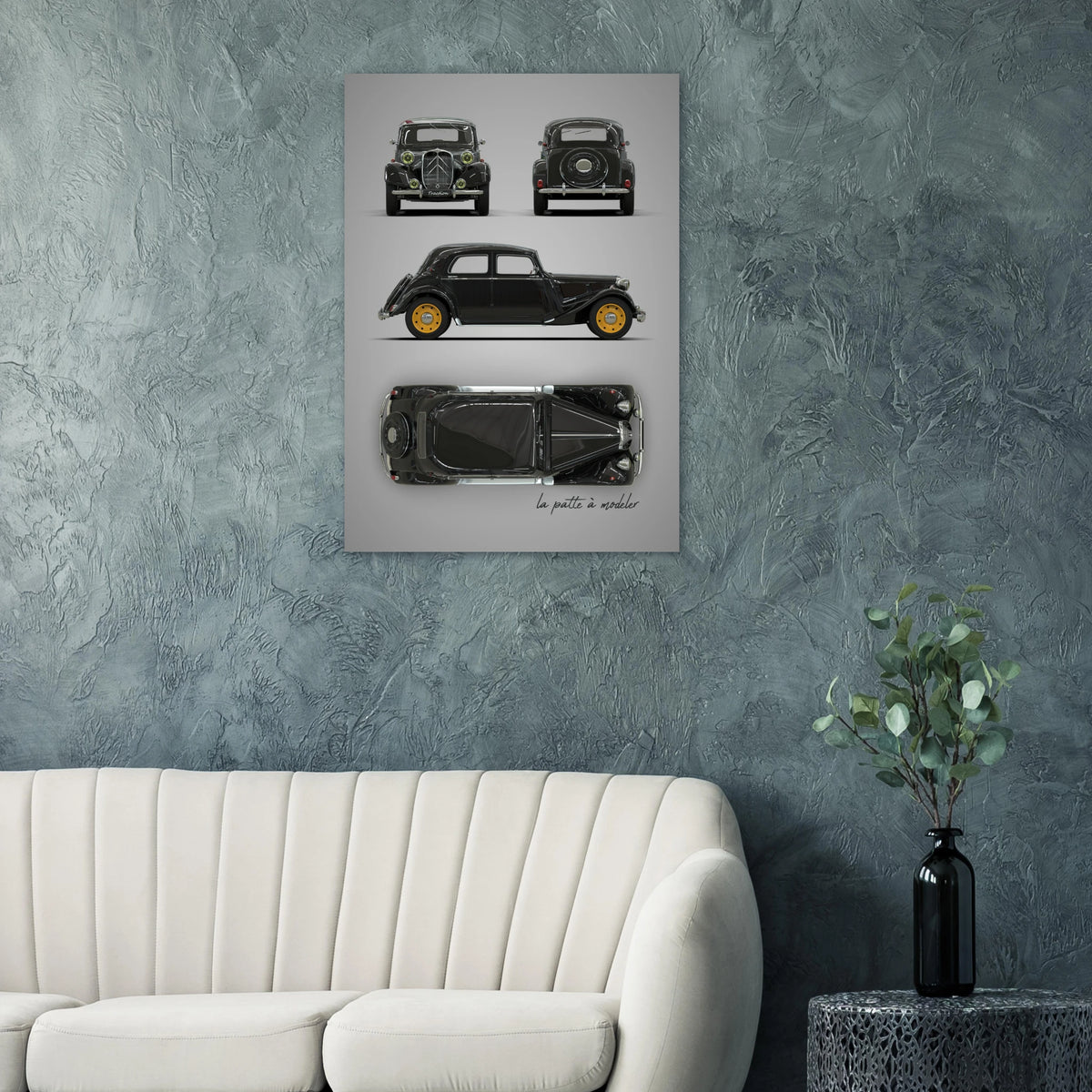 French Classic Car Aluminum Print - Vintage Design Icon Art
