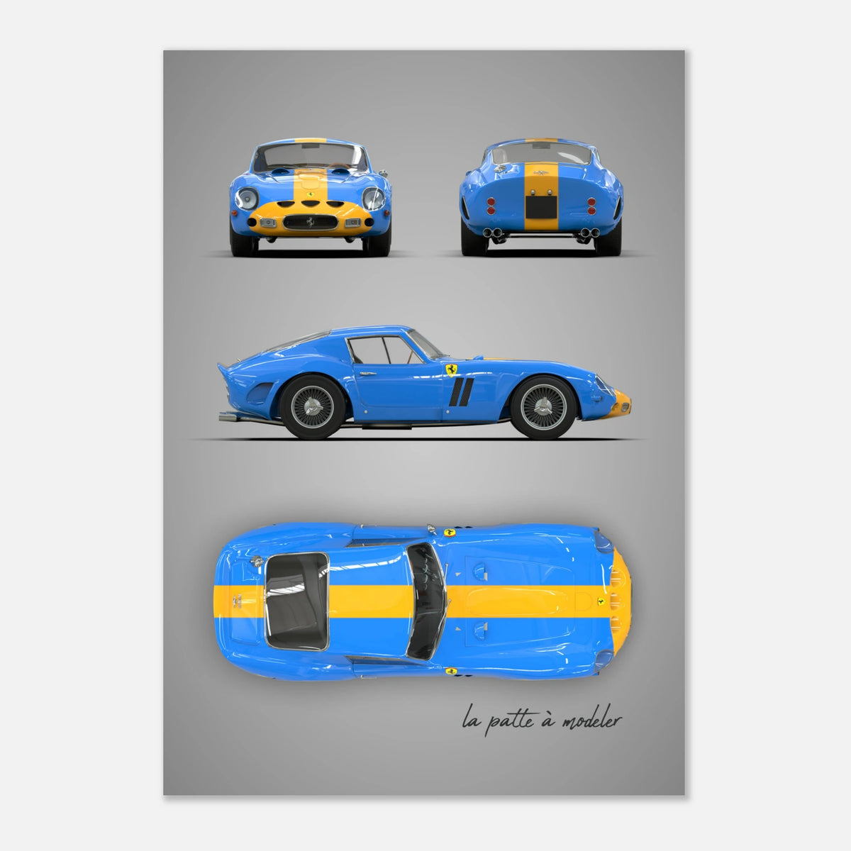 Italian Sports Car Aluminum Print - Classic GT Racing Art