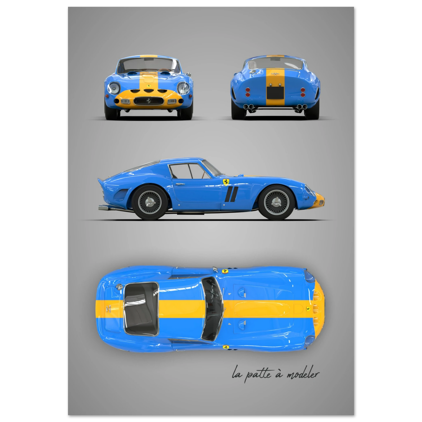 Italian Sports Car Aluminum Print - Classic GT Racing Art