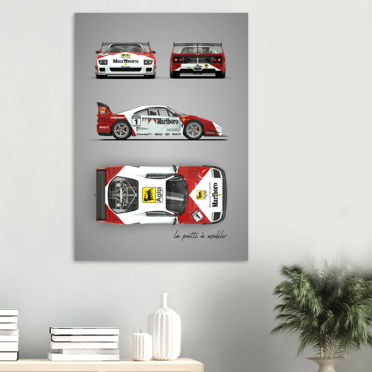 Italian Supercar Aluminum Print - 1980s Performance Art