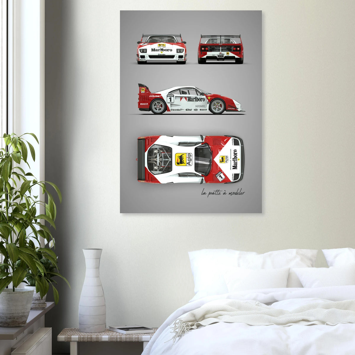 Italian Supercar Aluminum Print - 1980s Performance Art