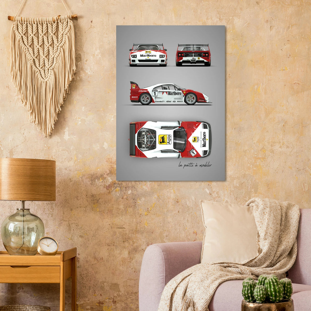 Italian Supercar Aluminum Print - 1980s Performance Art
