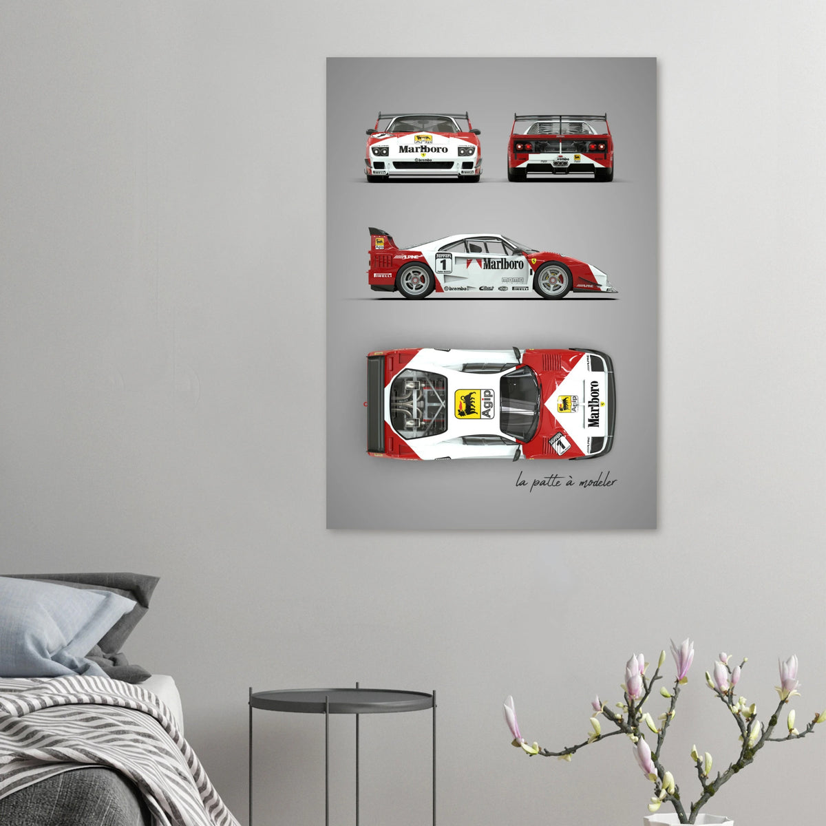 Italian Supercar Aluminum Print - 1980s Performance Art