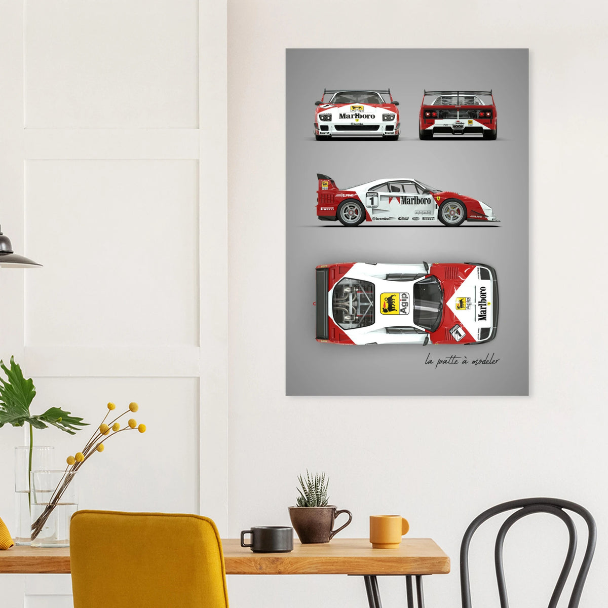 Italian Supercar Aluminum Print - 1980s Performance Art