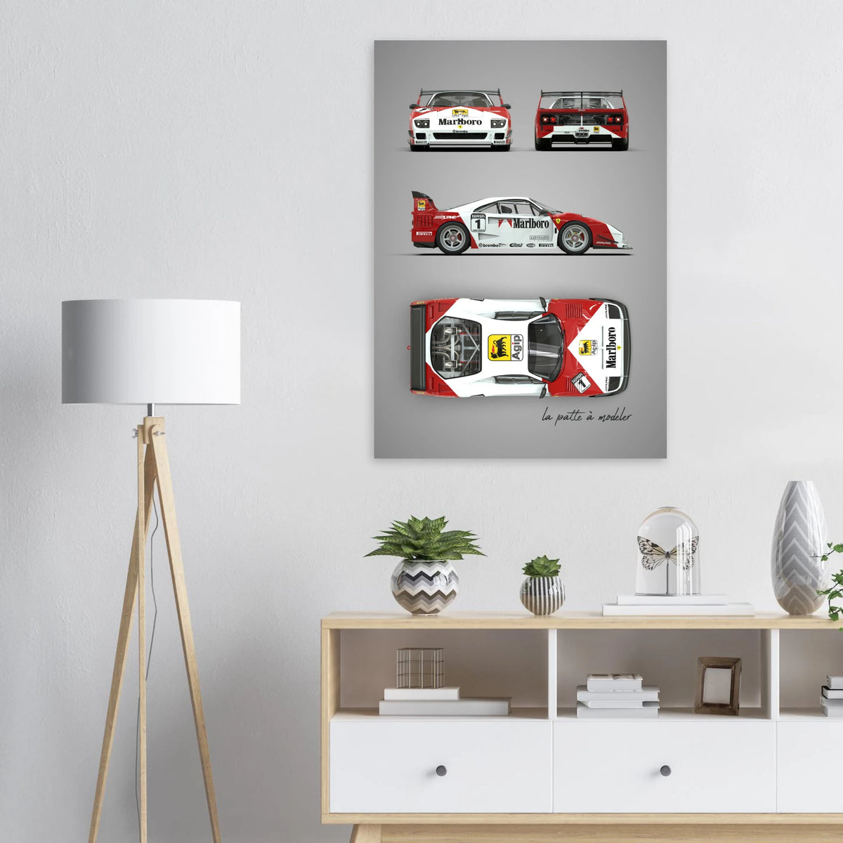 Italian Supercar Aluminum Print - 1980s Performance Art
