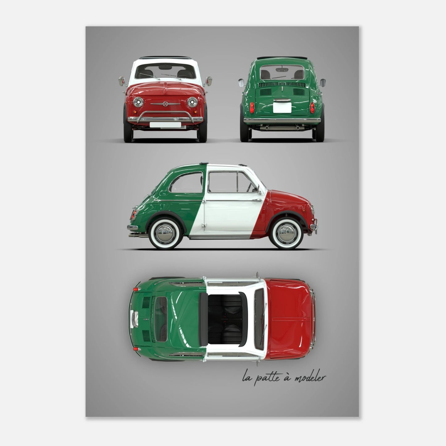 Italian Classic Car Aluminum Print - Vintage City Car Art