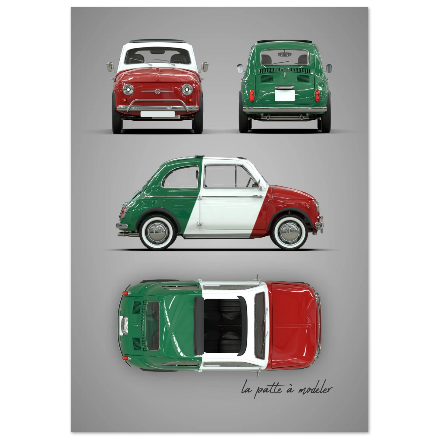 Italian Classic Car Aluminum Print - Vintage City Car Art