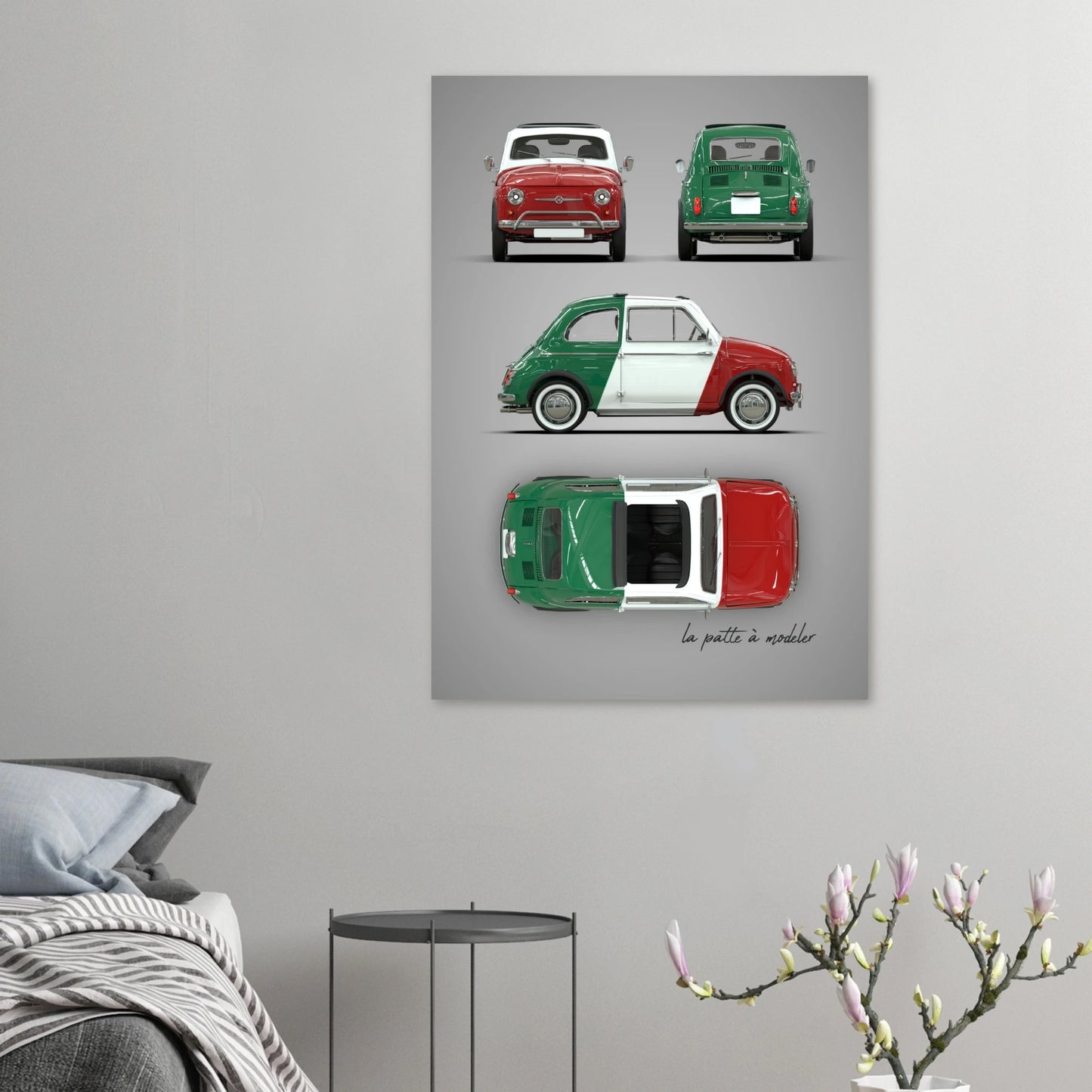 Italian Classic Car Aluminum Print - Vintage City Car Art