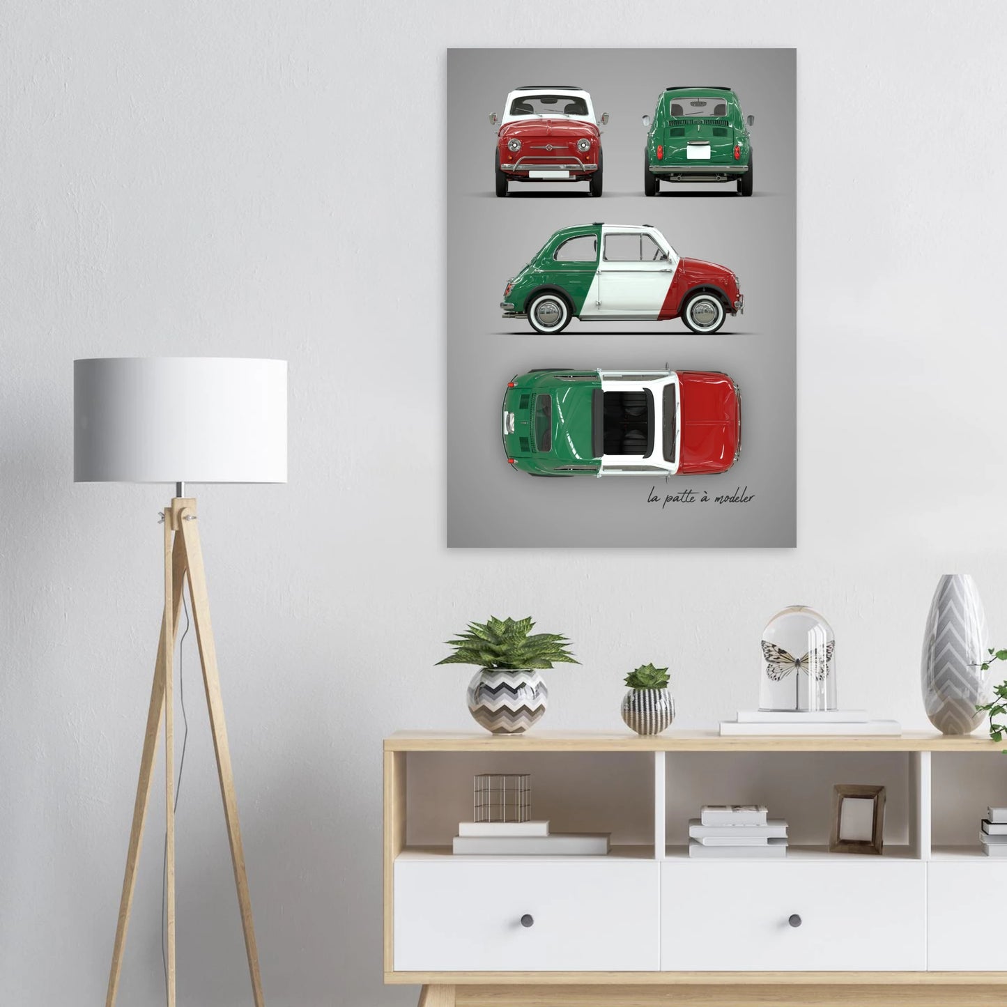 Italian Classic Car Aluminum Print - Vintage City Car Art