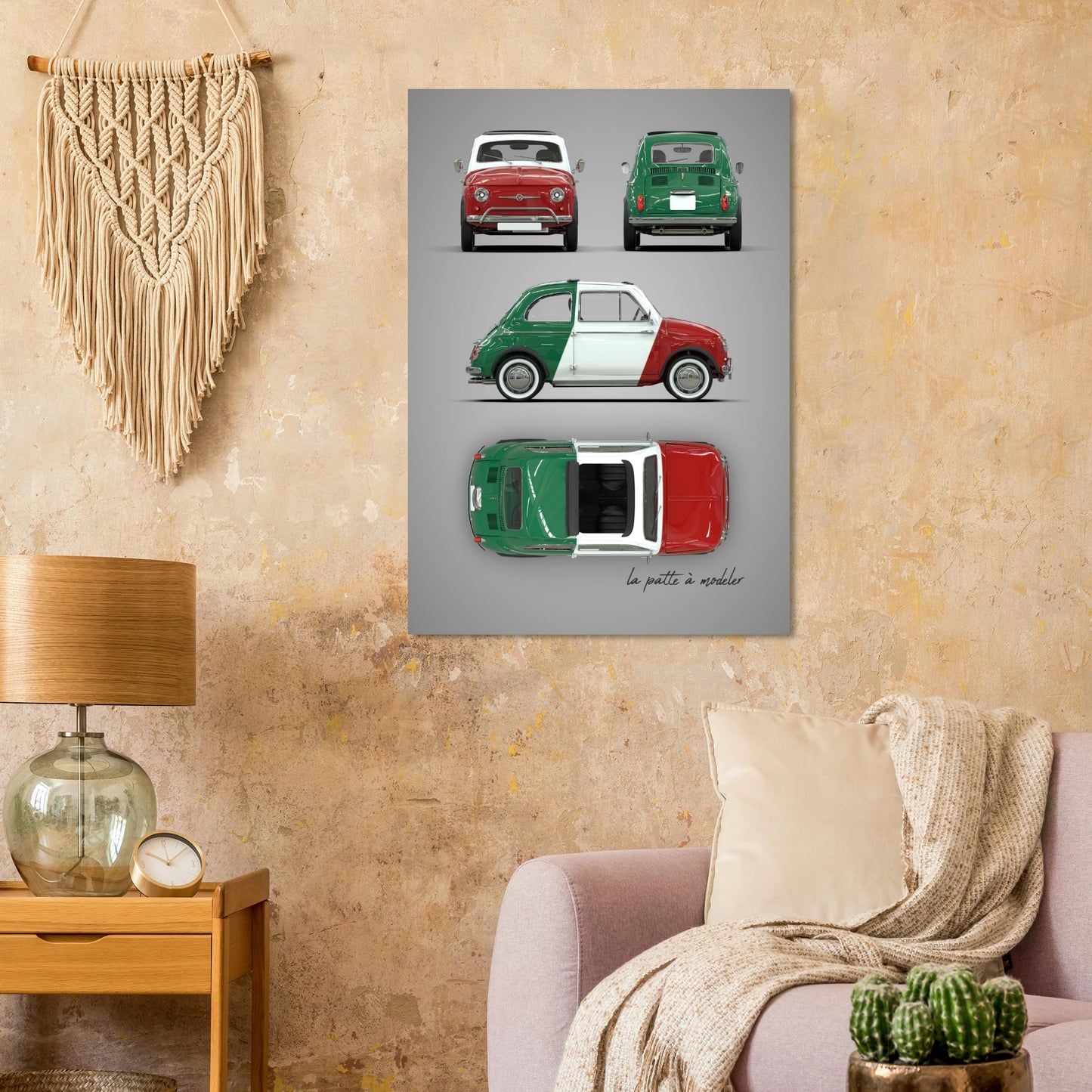 Italian Classic Car Aluminum Print - Vintage City Car Art