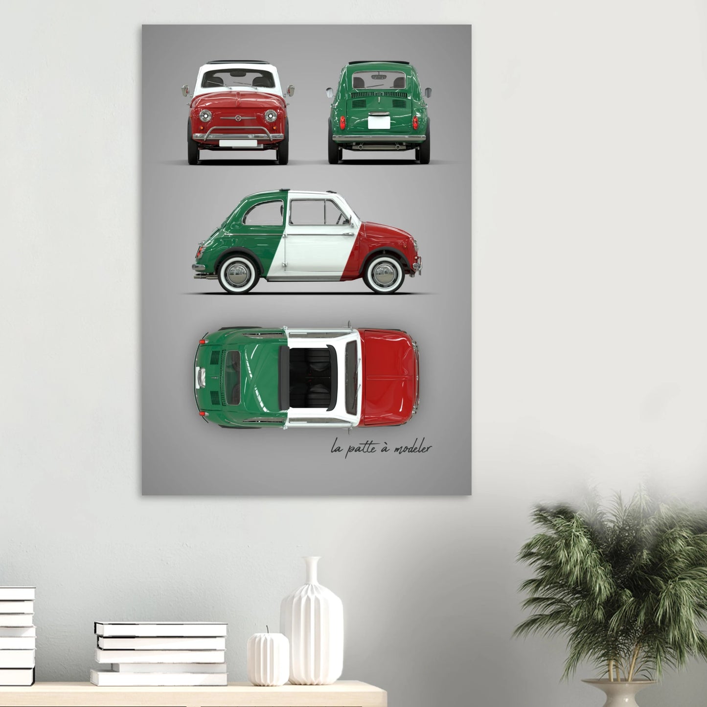 Italian Classic Car Aluminum Print - Vintage City Car Art