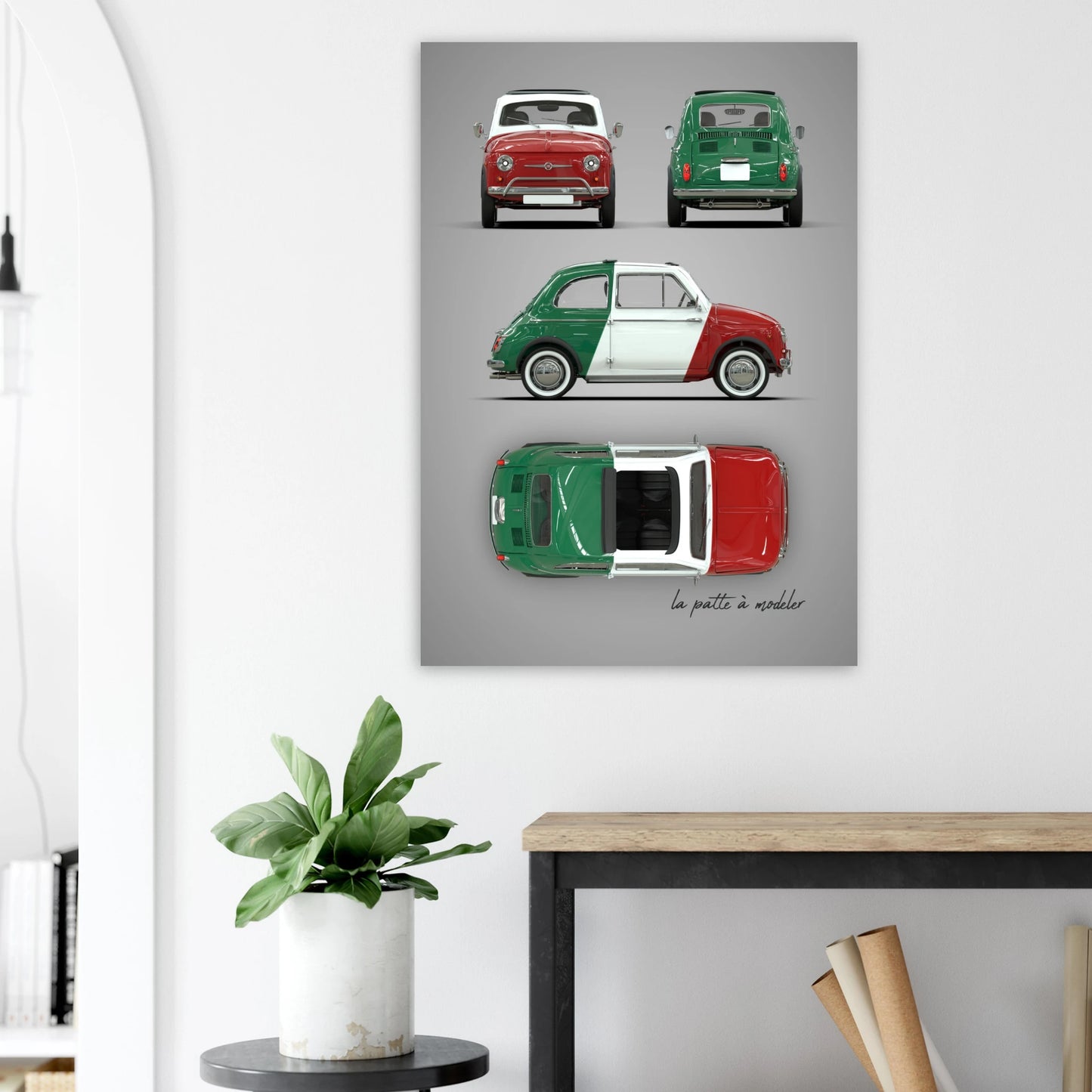 Italian Classic Car Aluminum Print - Vintage City Car Art