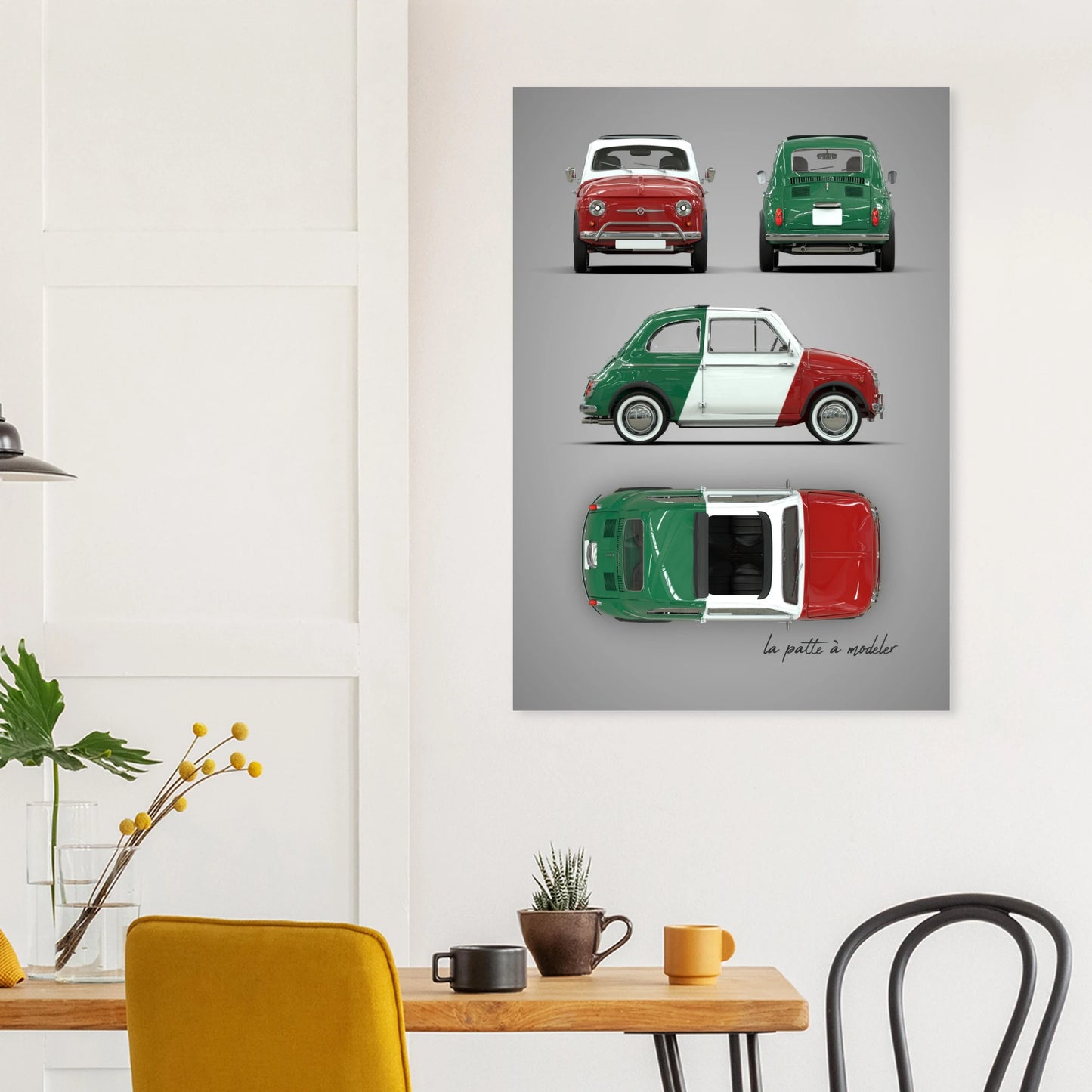Italian Classic Car Aluminum Print - Vintage City Car Art
