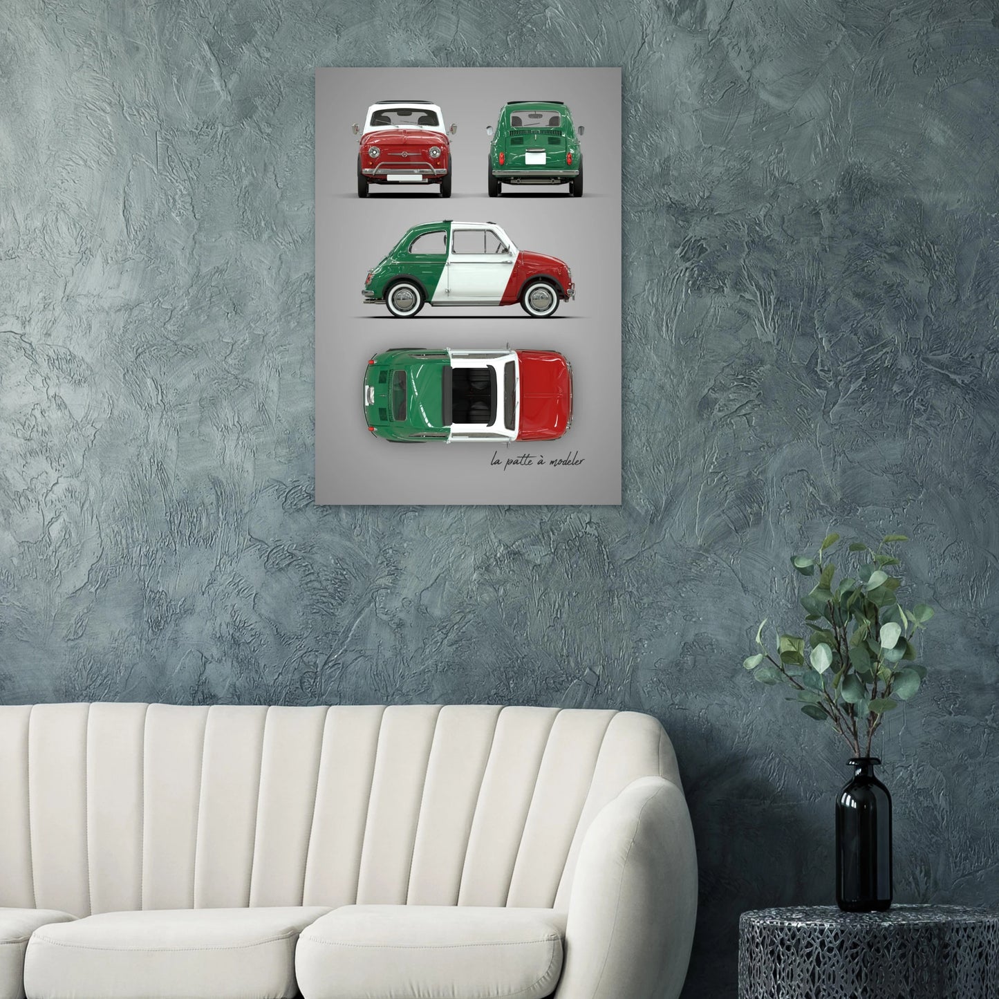 Italian Classic Car Aluminum Print - Vintage City Car Art