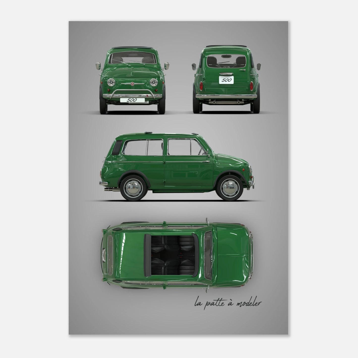 Italian Classic Car Aluminum Print - Vintage City Car Art