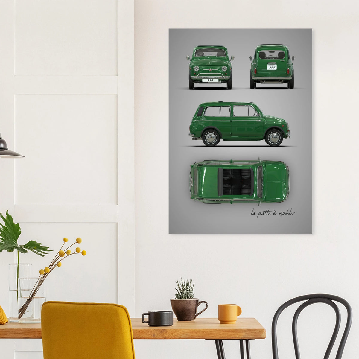Italian Classic Car Aluminum Print - Vintage City Car Art