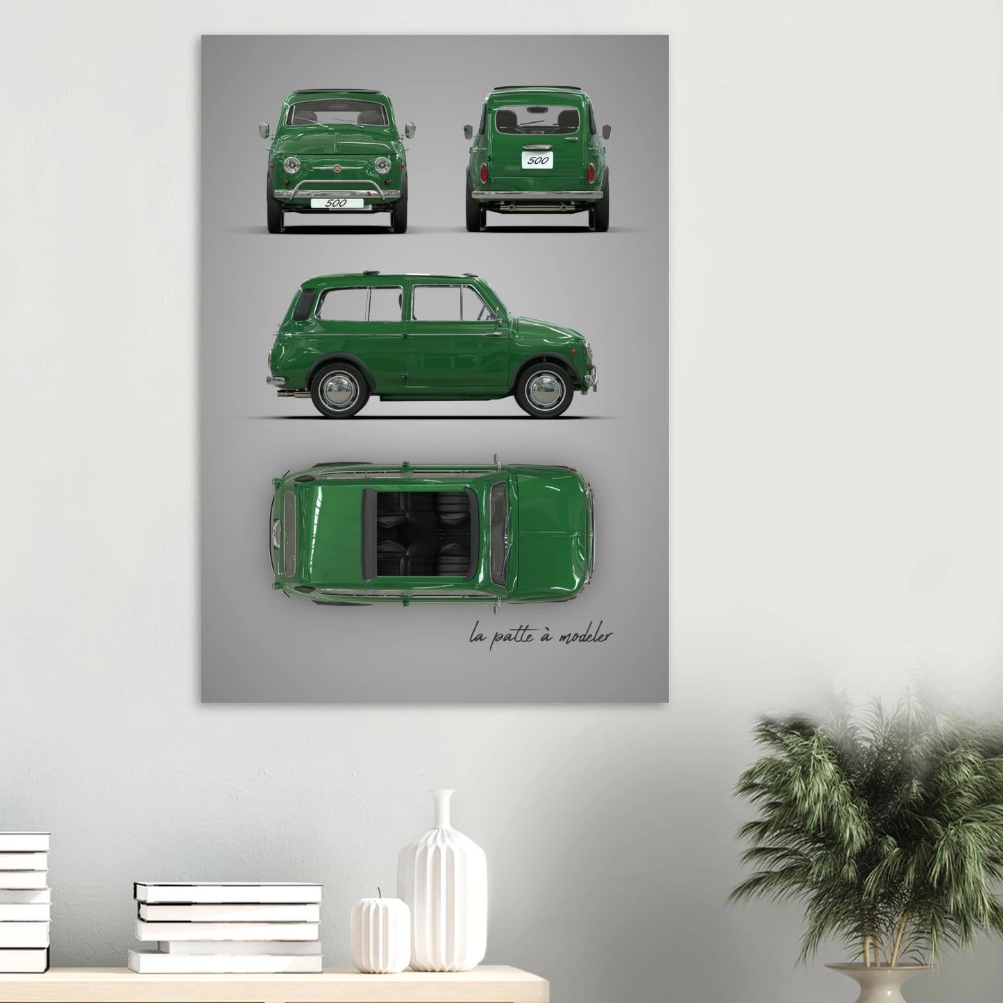 Italian Classic Car Aluminum Print - Vintage City Car Art