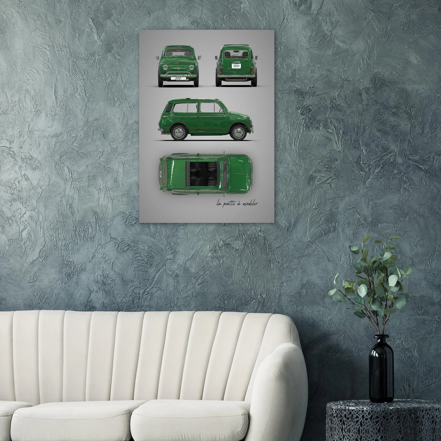 Italian Classic Car Aluminum Print - Vintage City Car Art