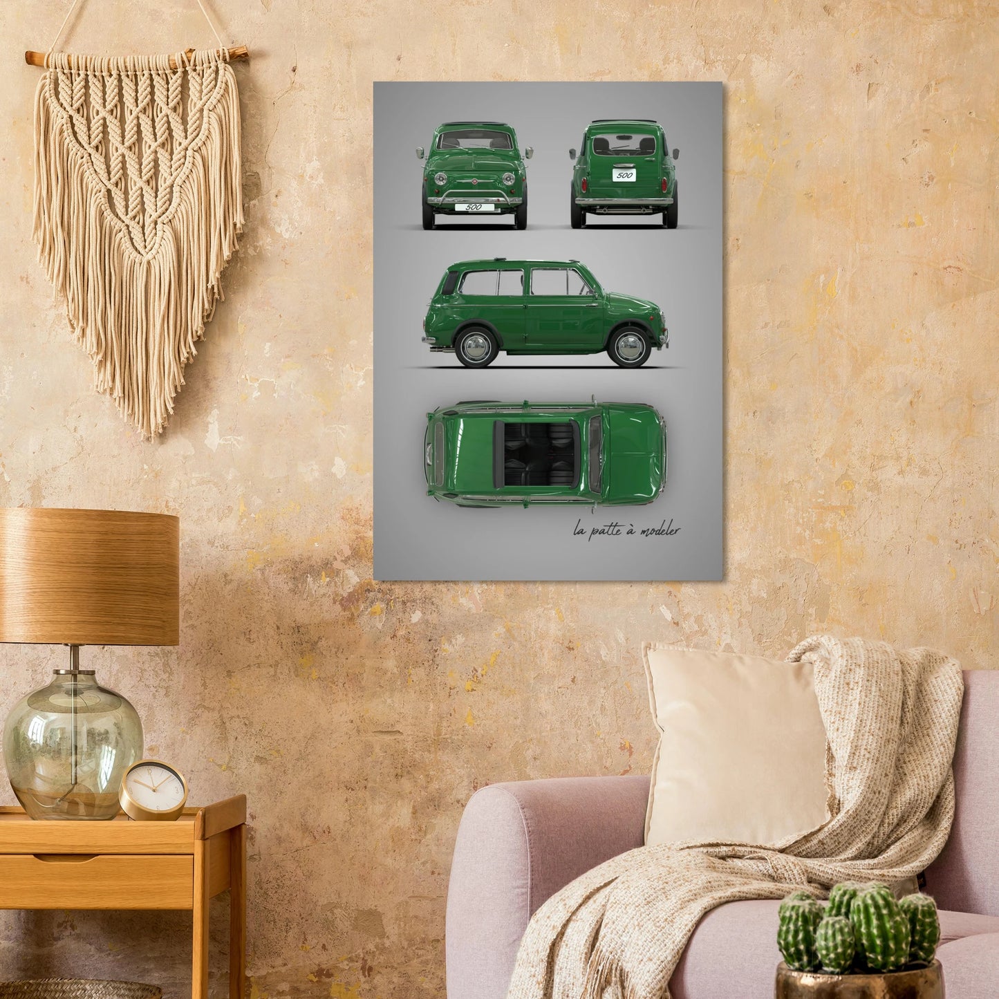 Italian Classic Car Aluminum Print - Vintage City Car Art