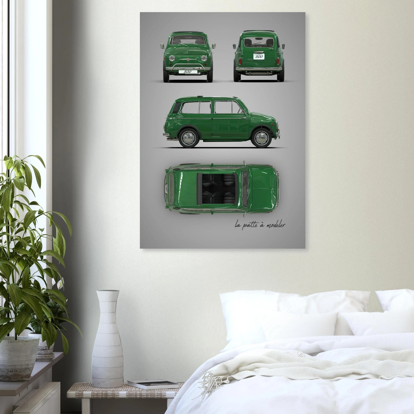 Italian Classic Car Aluminum Print - Vintage City Car Art