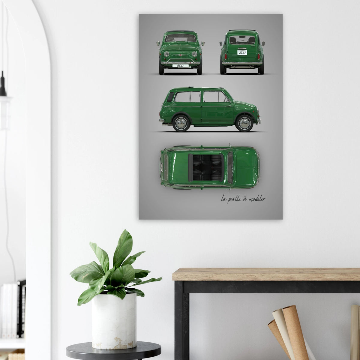 Italian Classic Car Aluminum Print - Vintage City Car Art