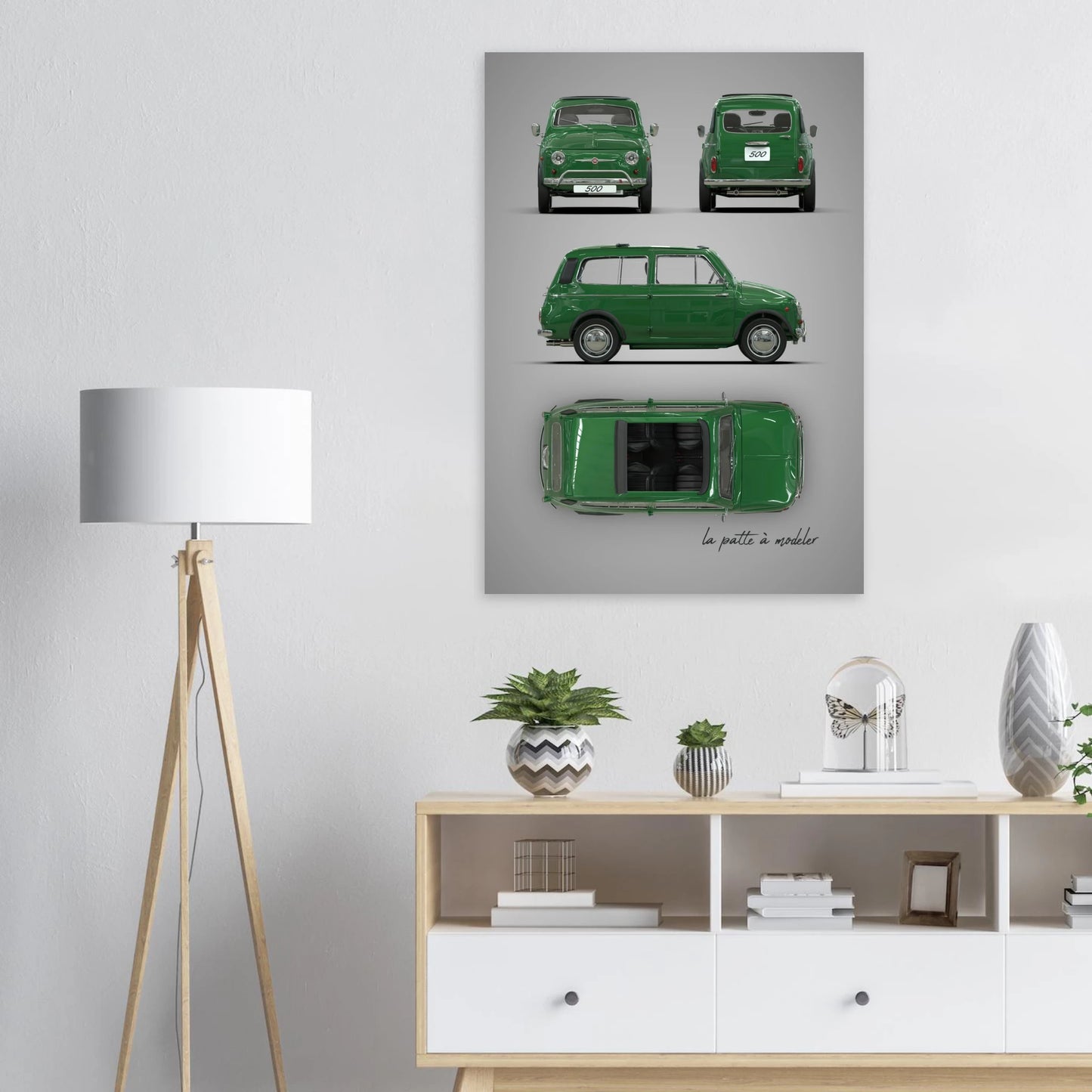 Italian Classic Car Aluminum Print - Vintage City Car Art