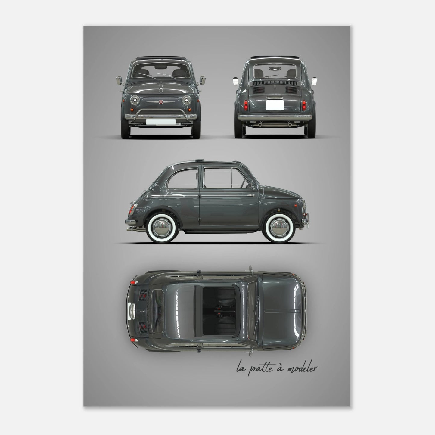 Italian City Car Aluminum Print - Classic Vintage Art