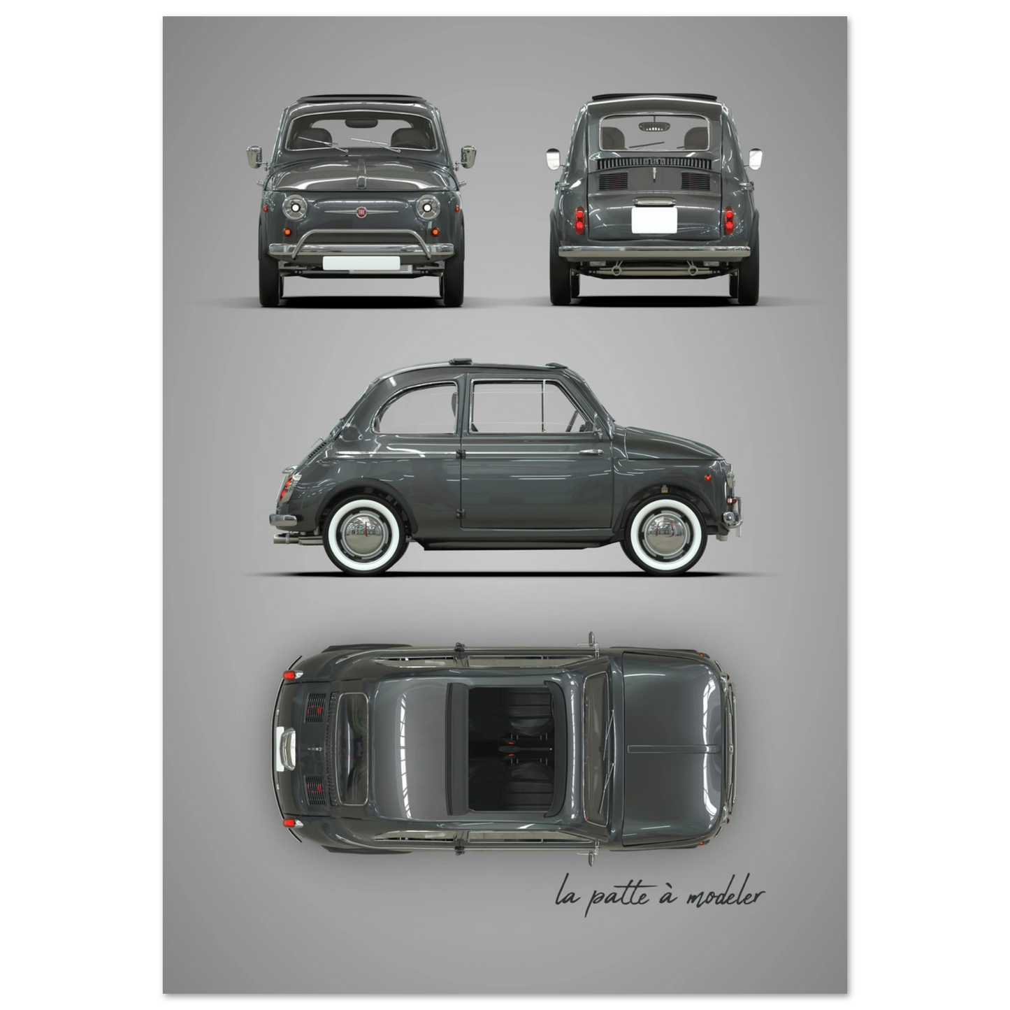 Italian City Car Aluminum Print - Classic Vintage Art