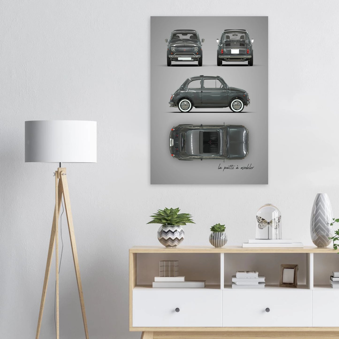 Italian City Car Aluminum Print - Classic Vintage Art