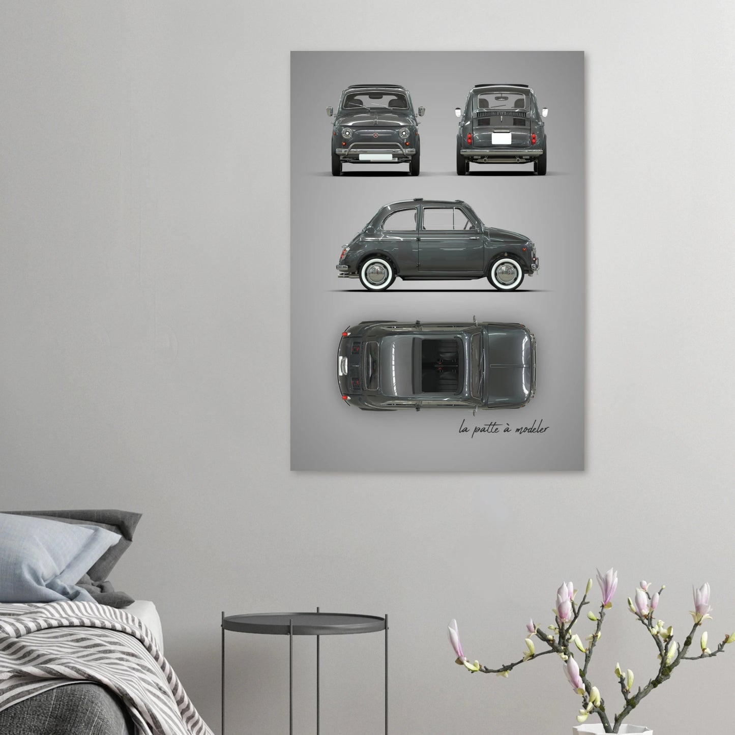 Italian City Car Aluminum Print - Classic Vintage Art