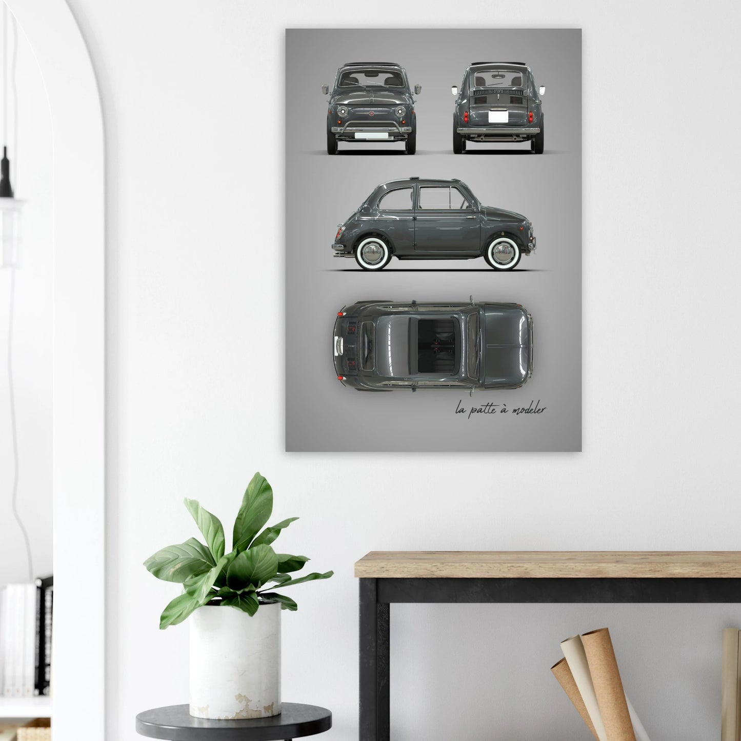 Italian City Car Aluminum Print - Classic Vintage Art