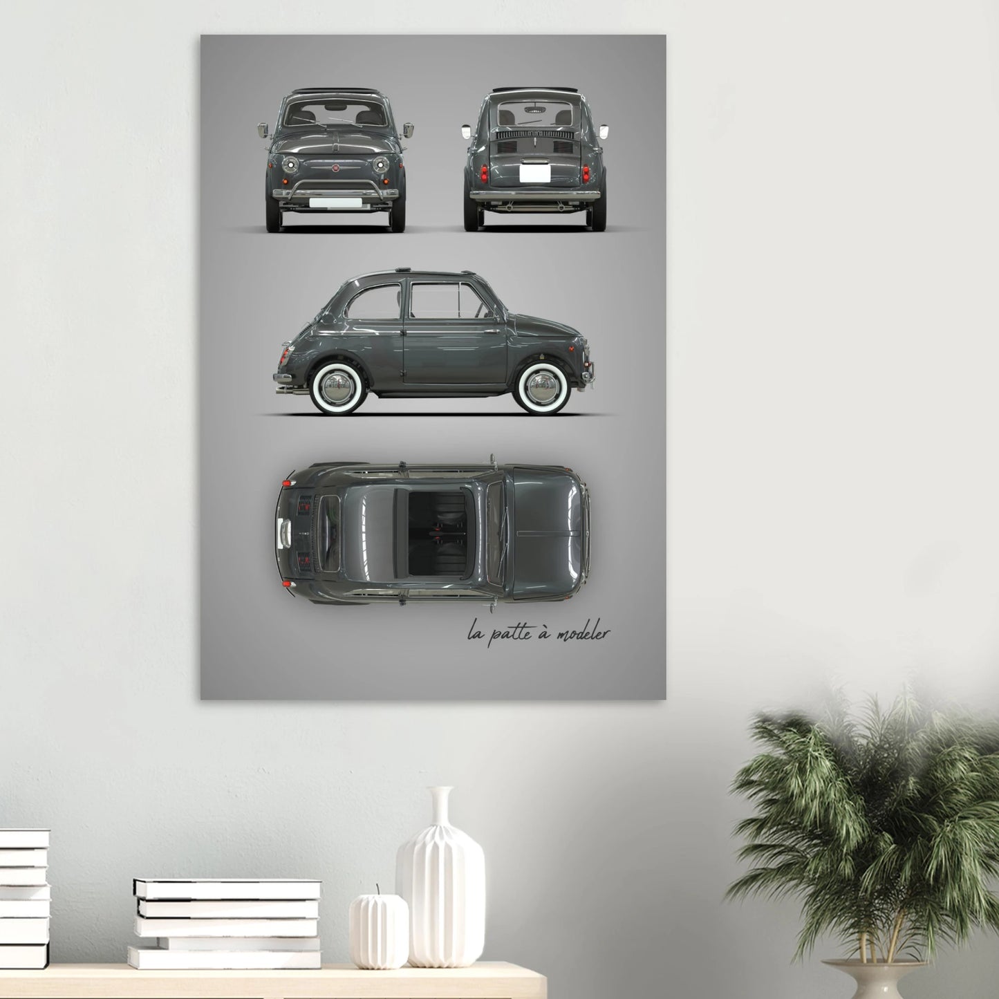 Italian City Car Aluminum Print - Classic Vintage Art