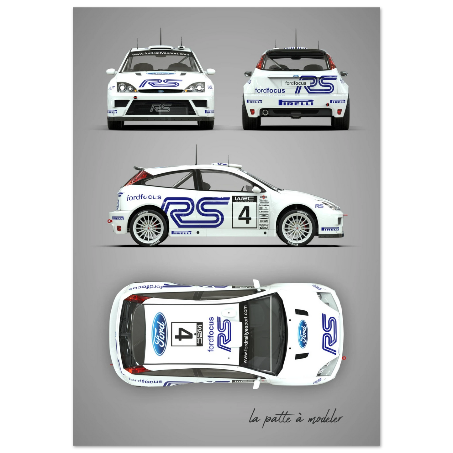 Modern Rally Car Aluminum Print - Championship Motorsport Art