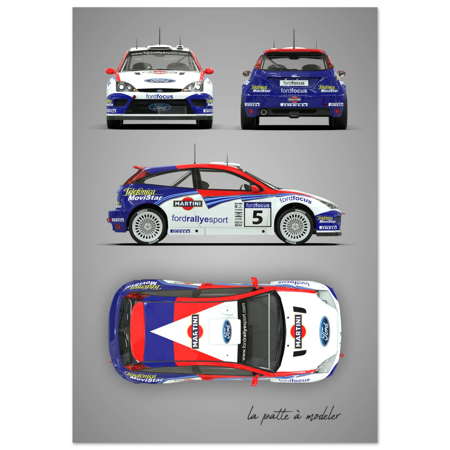 Rally Car Aluminum Print - Modern Championship Art