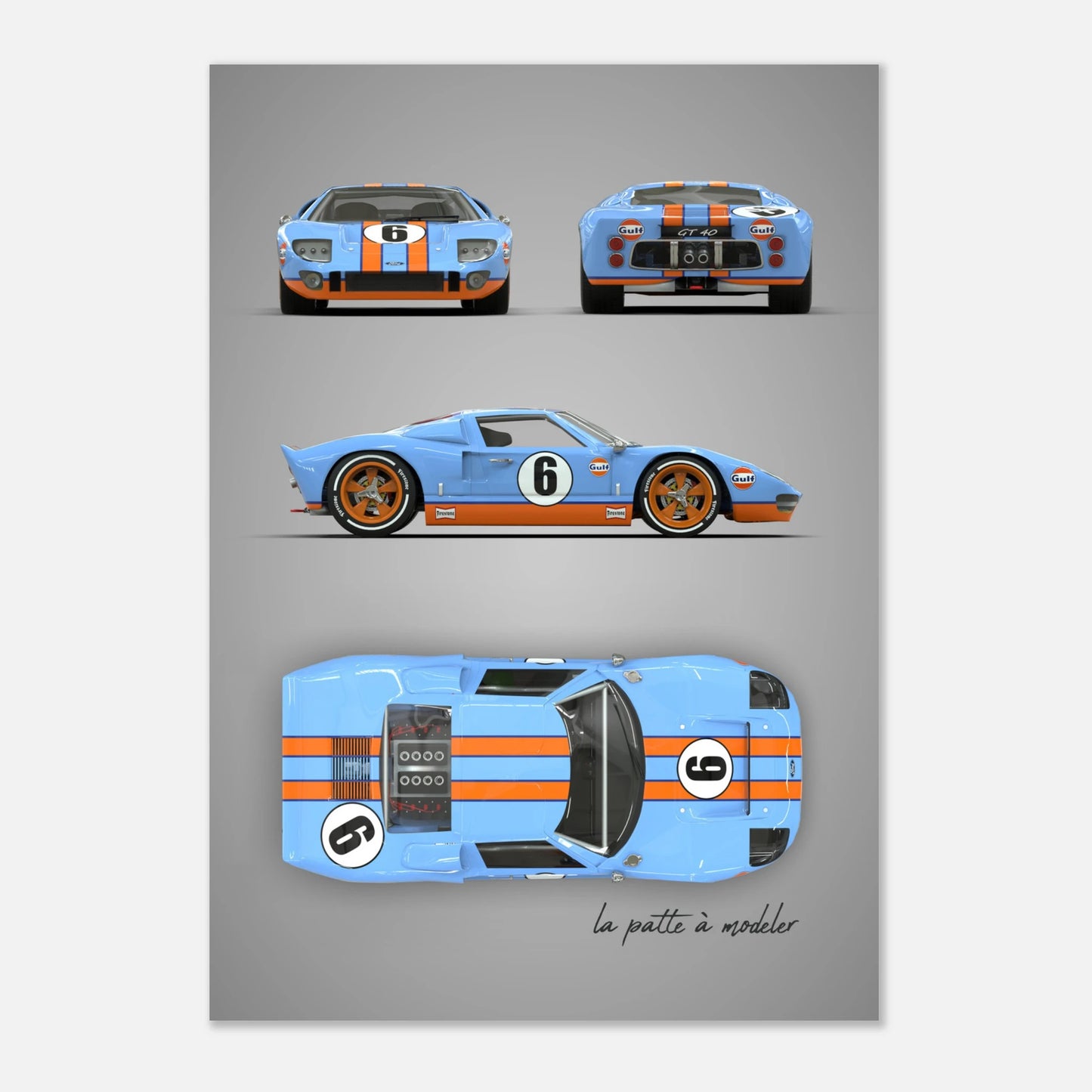 American Sports Car Aluminum Print - Racing Heritage Art