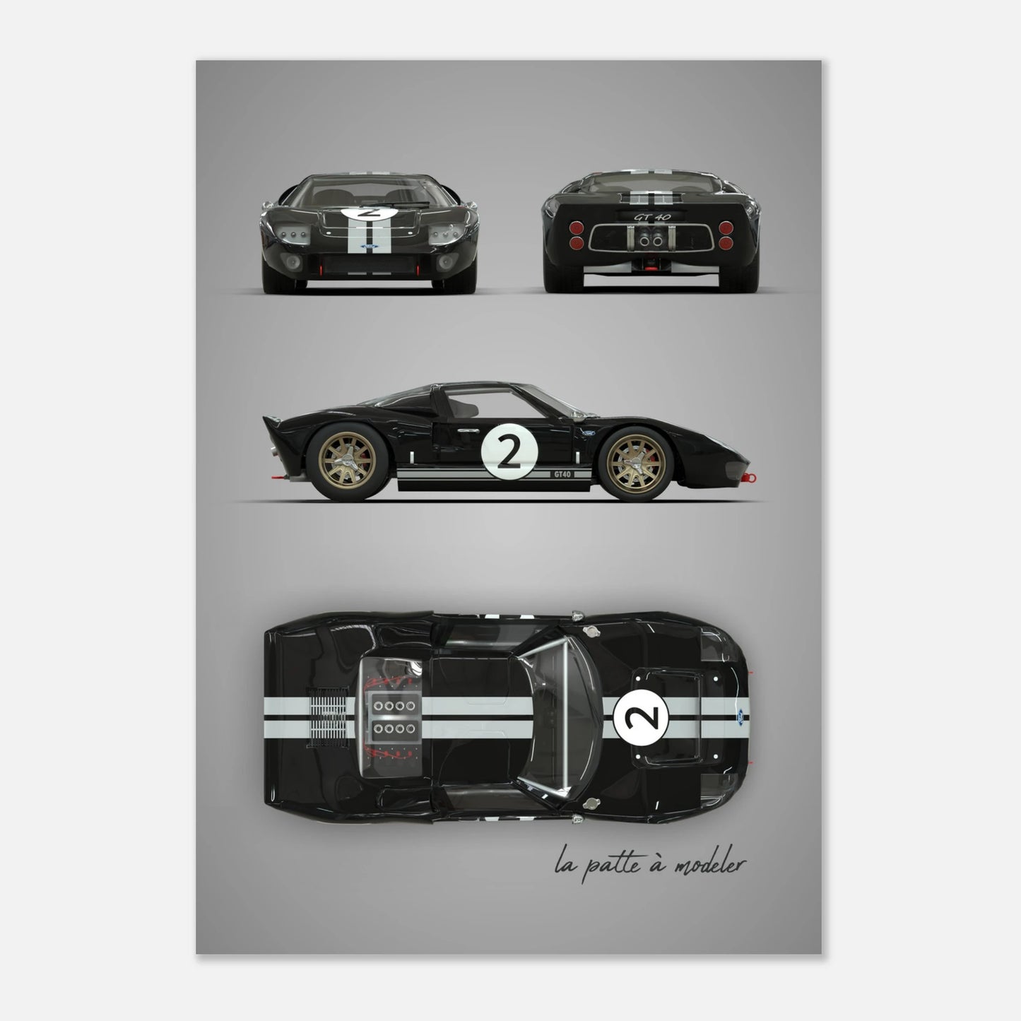 American Sports Car Aluminum Print - Modern Performance Art