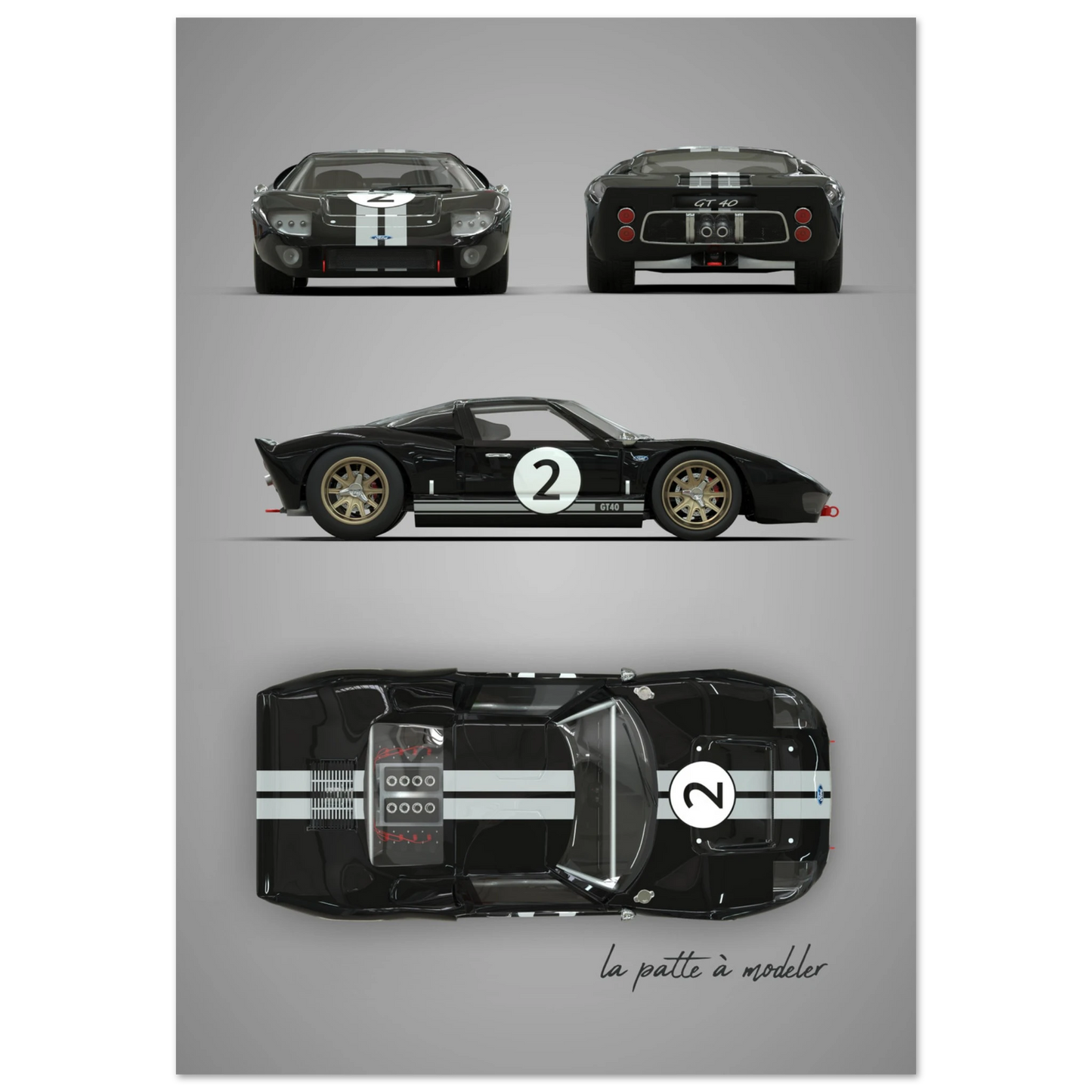 American Sports Car Aluminum Print - Modern Performance Art