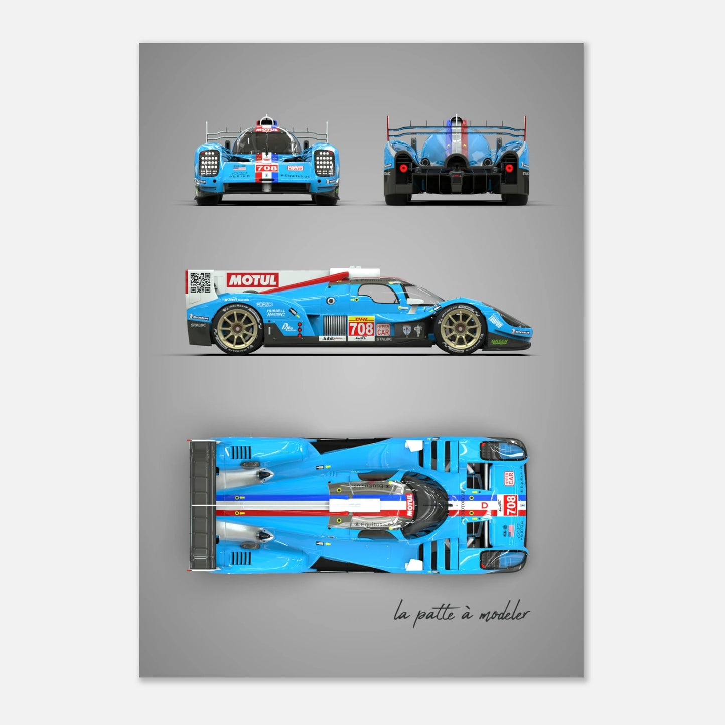 American Sports Racer Aluminum Print - Vintage Racing Art