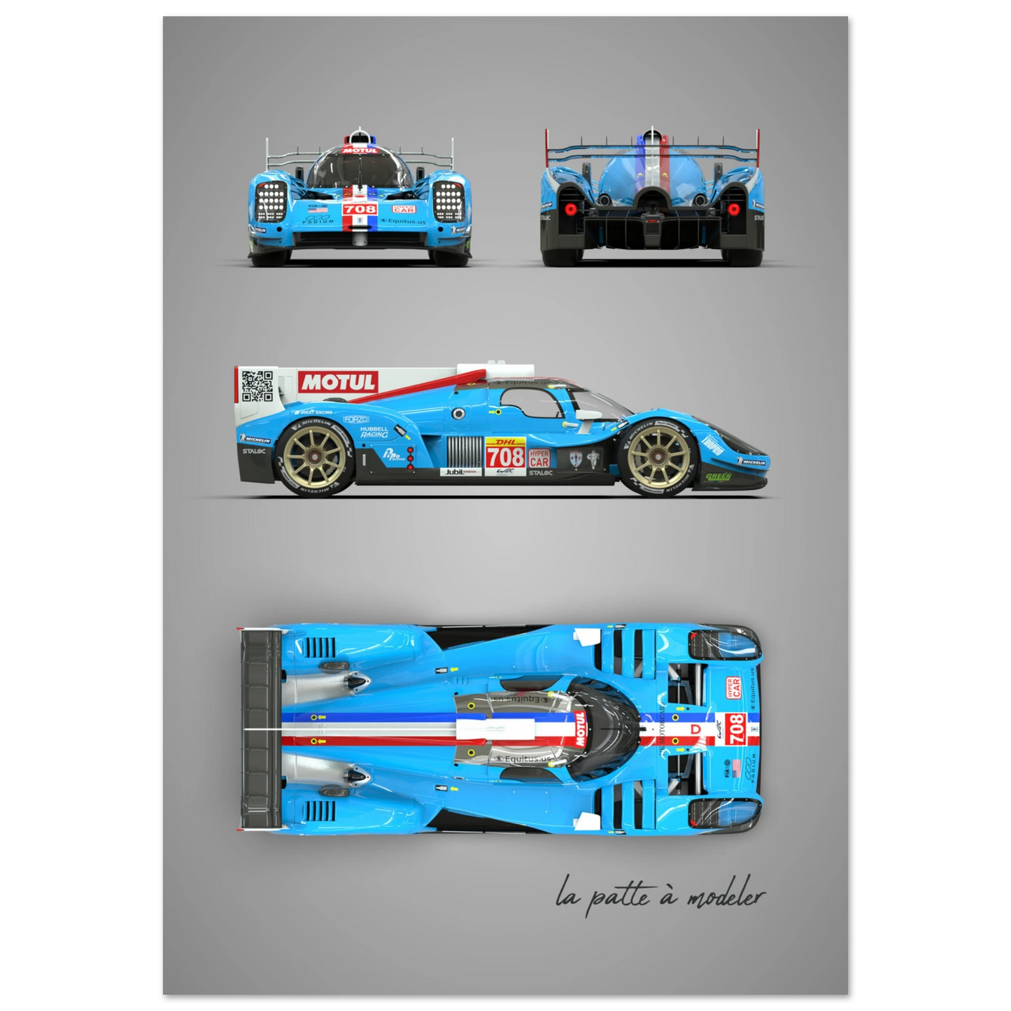 American Sports Racer Aluminum Print - Vintage Racing Art