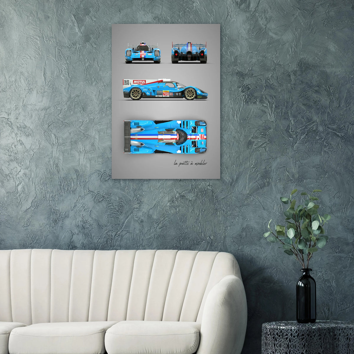 American Sports Racer Aluminum Print - Vintage Racing Art
