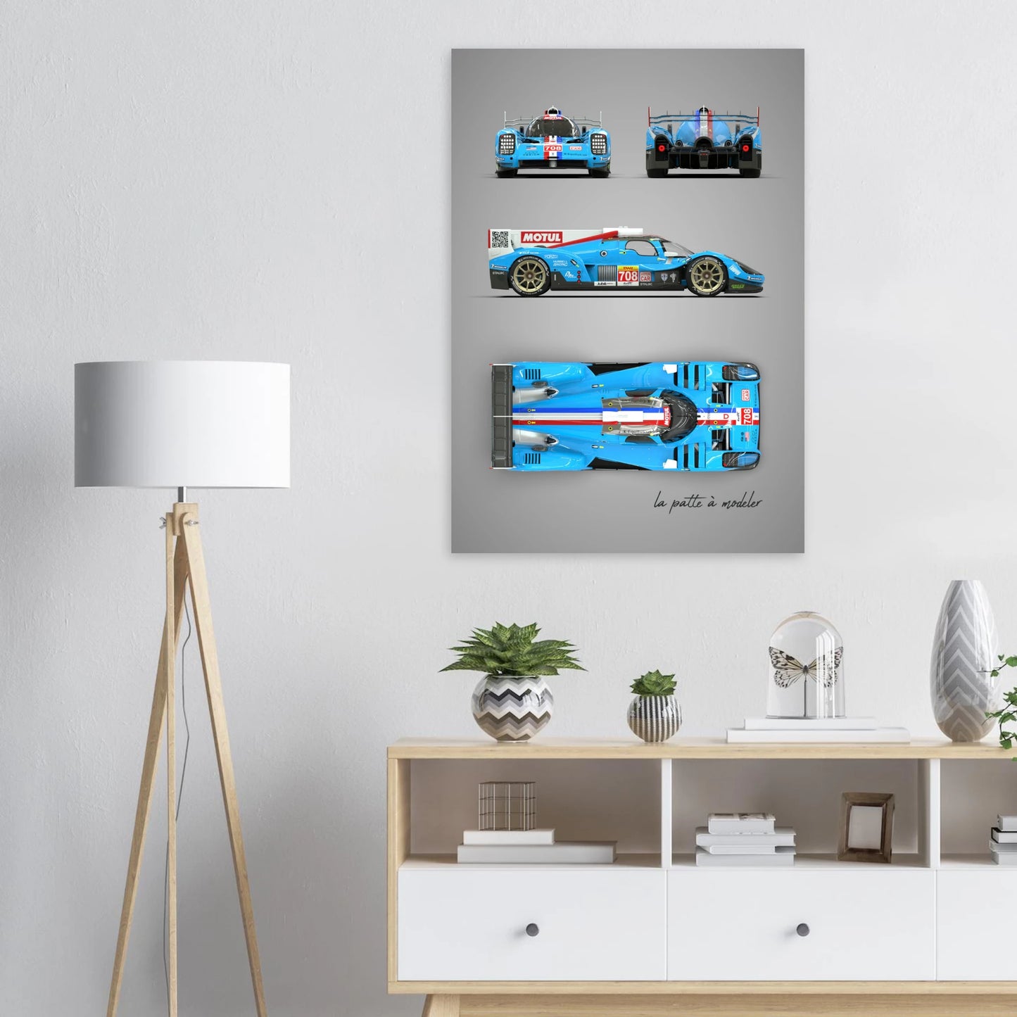 American Sports Racer Aluminum Print - Vintage Racing Art