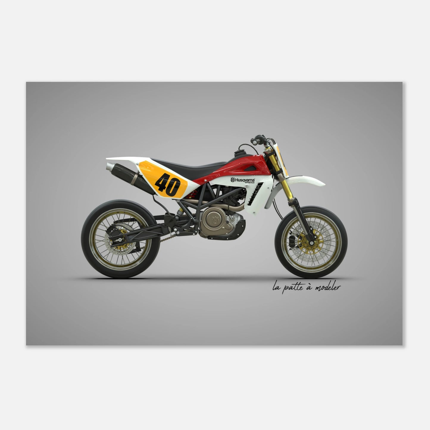 Swedish Motorcycle Aluminum Print - Off-Road Heritage Art