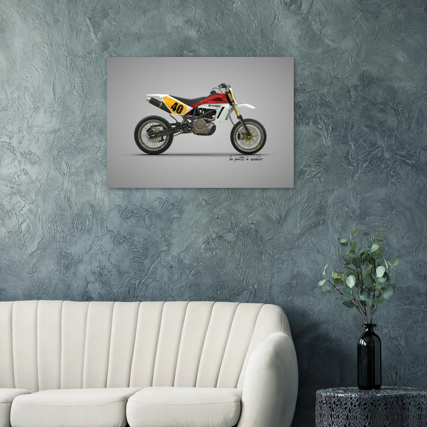 Swedish Motorcycle Aluminum Print - Off-Road Heritage Art