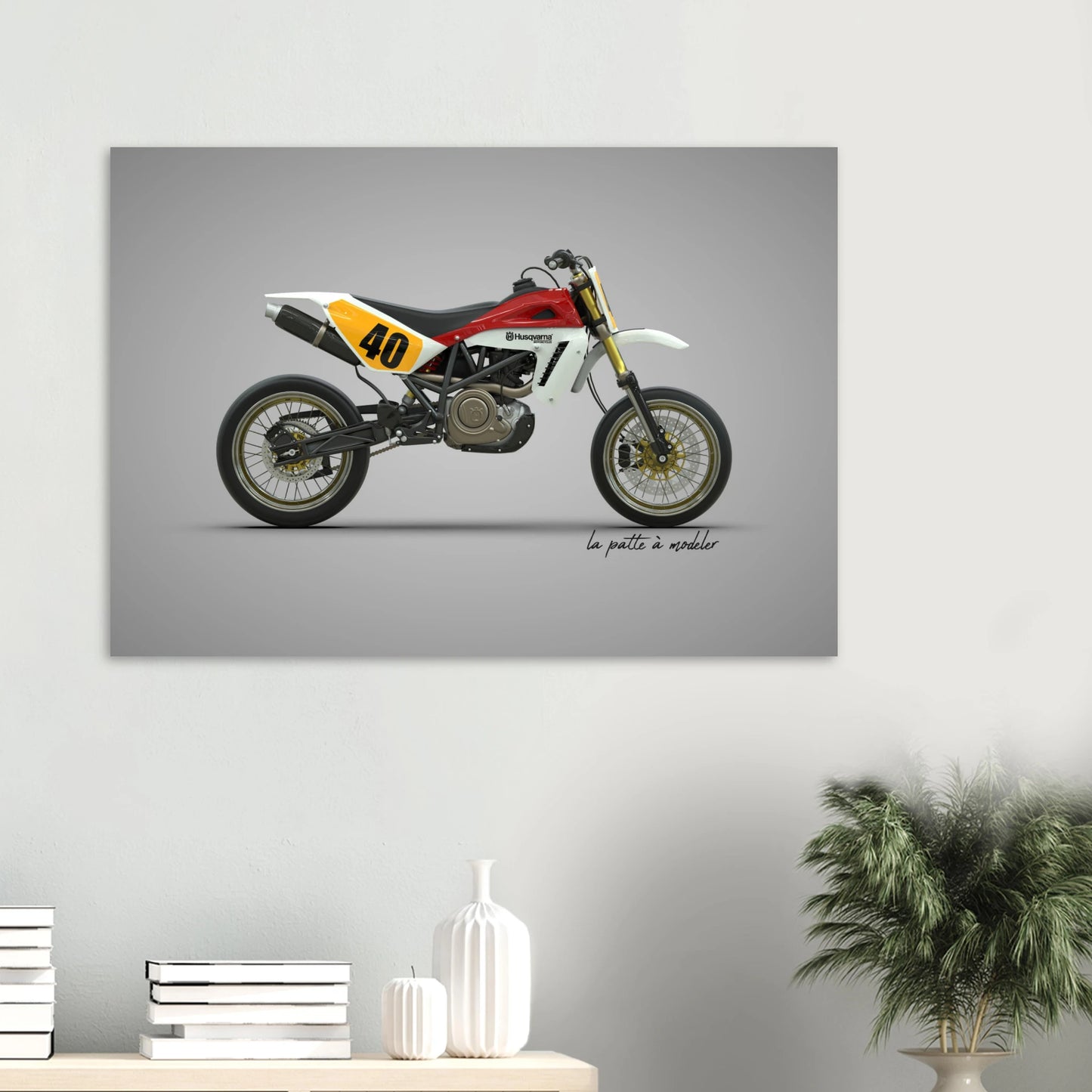 Swedish Motorcycle Aluminum Print - Off-Road Heritage Art