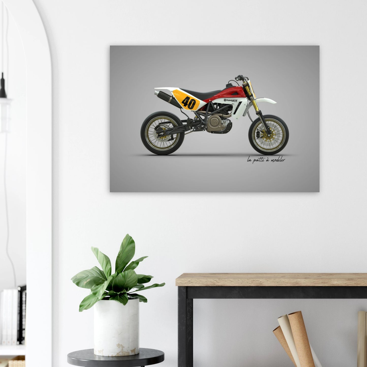 Swedish Motorcycle Aluminum Print - Off-Road Heritage Art