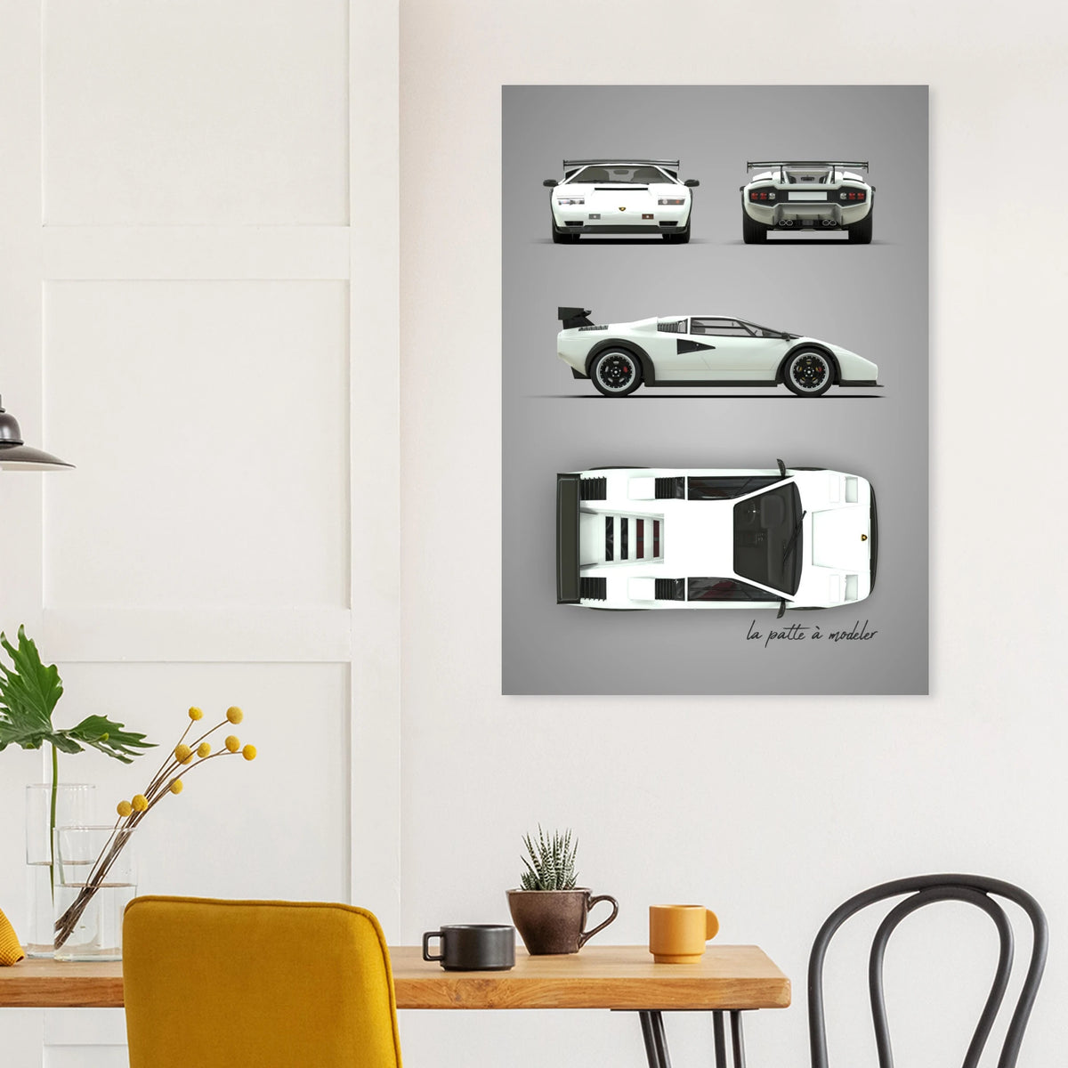 Italian Supercar Aluminum Print - Classic Performance Art