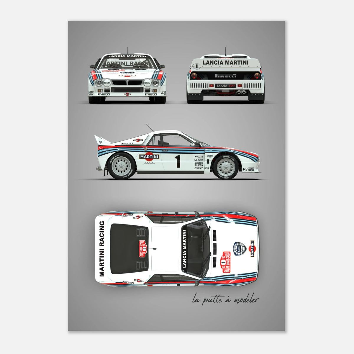 Italian Rally Car Aluminum Print - Classic Motorsport Art