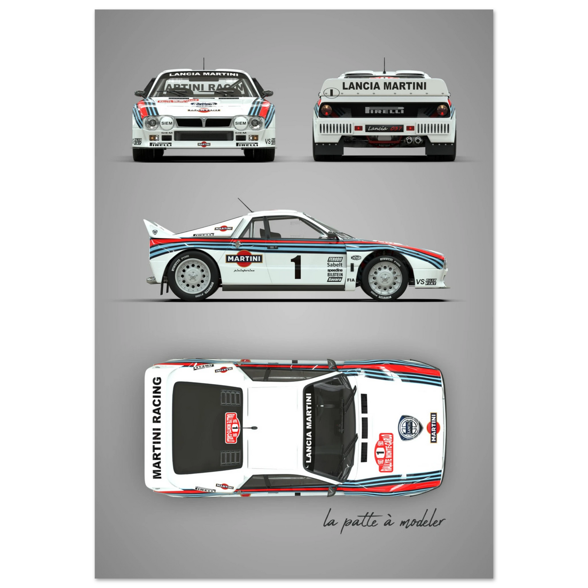 Italian Rally Car Aluminum Print - Classic Motorsport Art