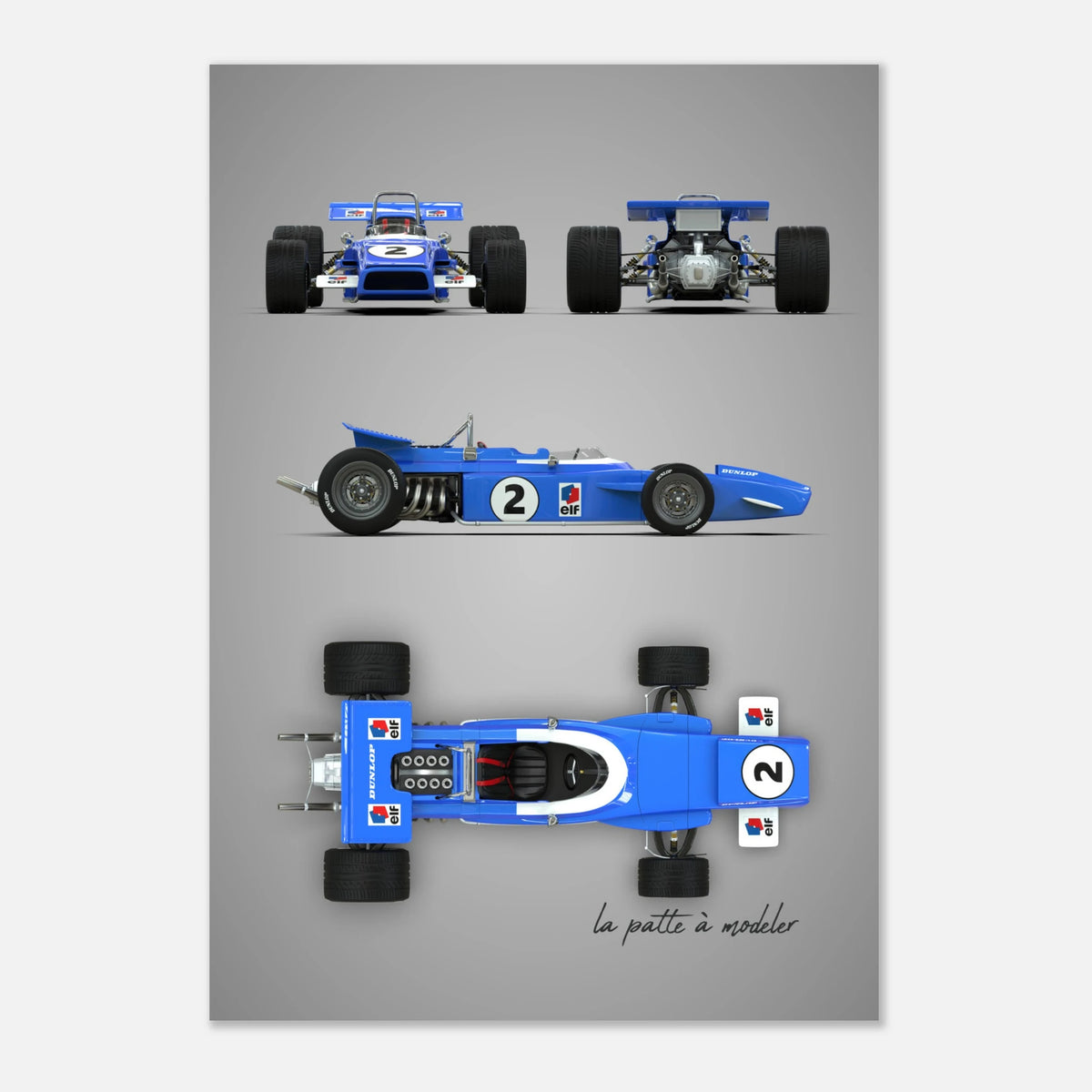 French Racing Car Aluminum Print - Motorsport Legend Art