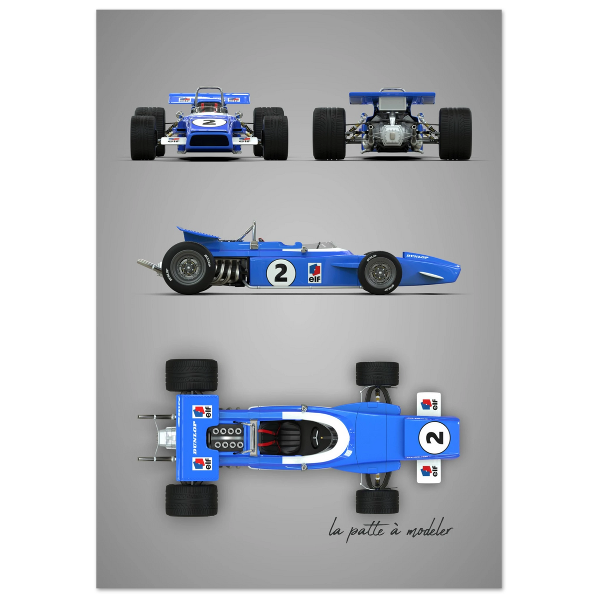 French Racing Car Aluminum Print - Motorsport Legend Art